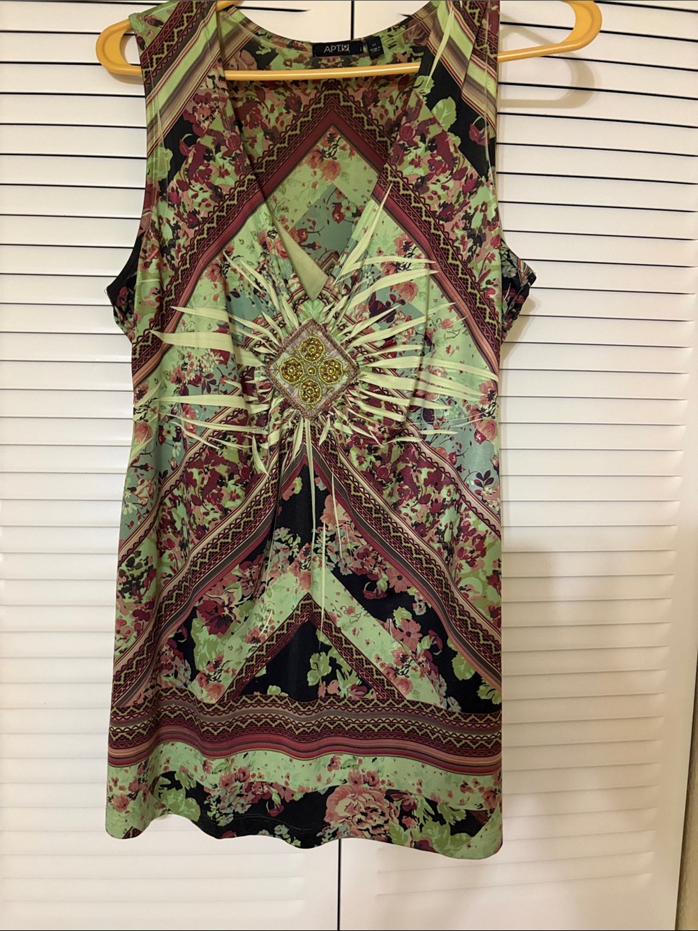 Apt. 9 Mint Green Floral & Geometric Sleeveless Tunic